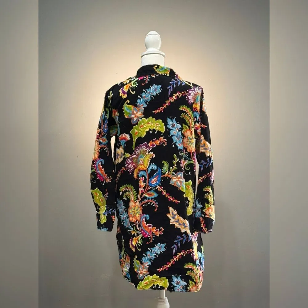 Black Multicolor Ralph Lauren Floral Nightshirt Size S EUC